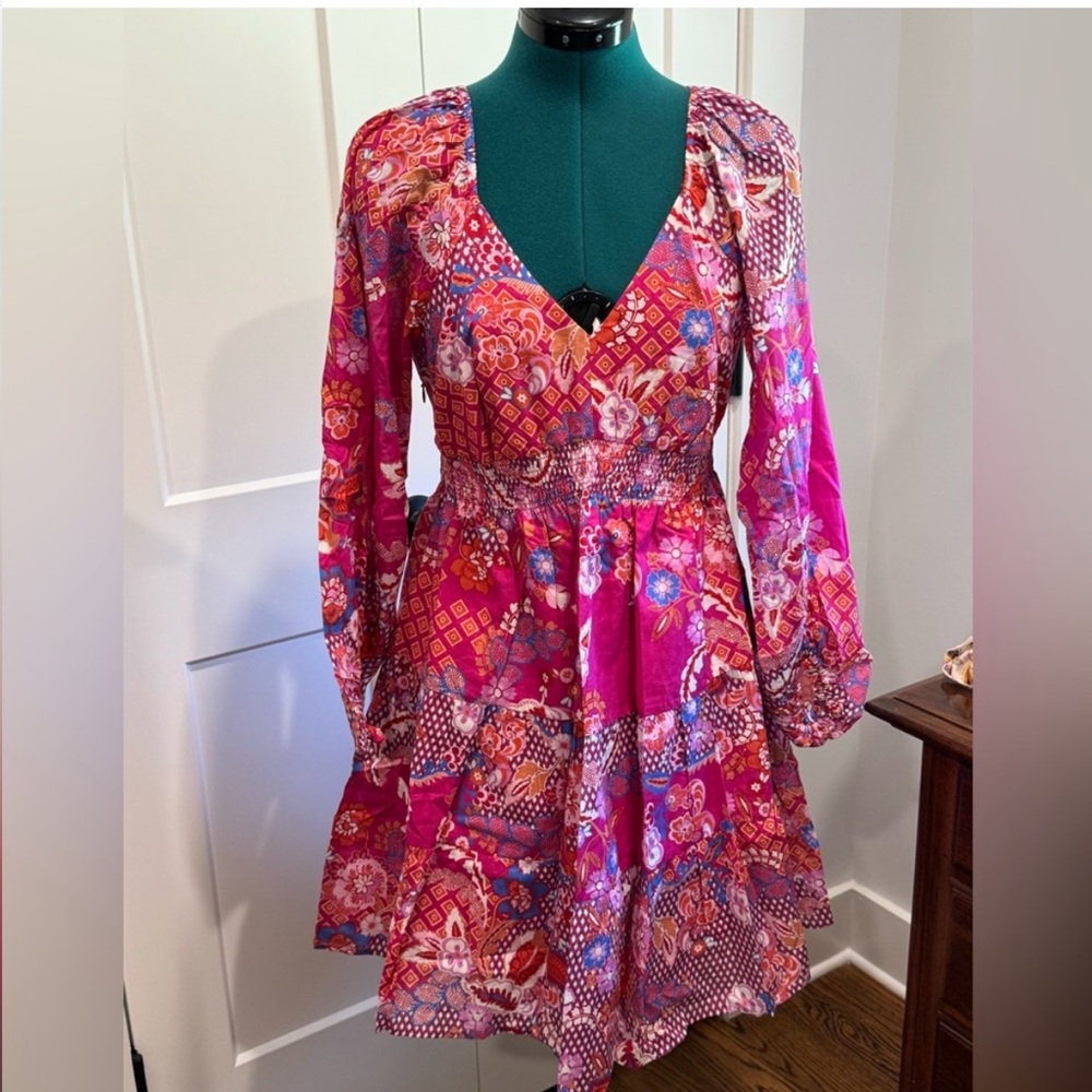 Hale Bob Fushia Floral Dress Size Small